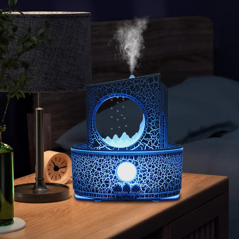 Zen Rain Clouds Aroma Diffuser Ultrasonic Air Humidifier Essential Oil Machine for Home Desktop Decor with 3 Colorful Lamps