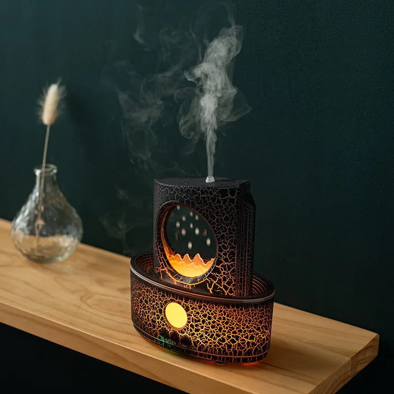 Zen Rain Clouds Aroma Diffuser Ultrasonic Air Humidifier Essential Oil Machine for Home Desktop Decor with 3 Colorful Lamps