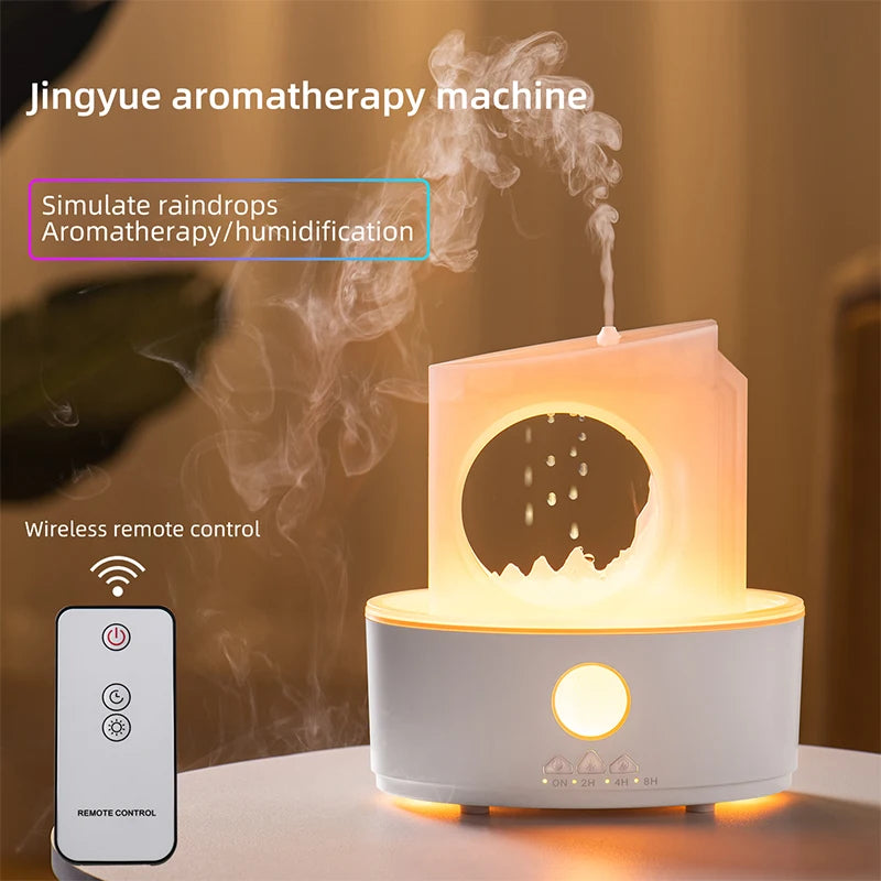 Zen Rain Clouds Aroma Diffuser Ultrasonic Air Humidifier Essential Oil Machine for Home Desktop Decor with 3 Colorful Lamps