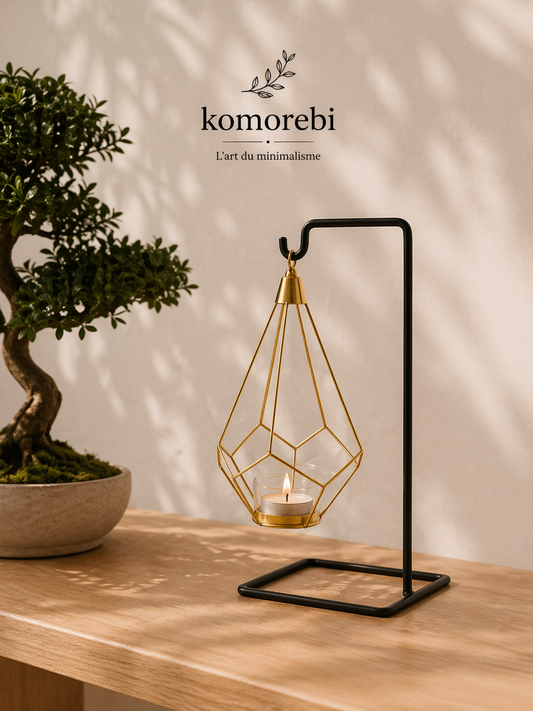 Porte-Bougie Géométrique Doré — Décoration minimaliste
