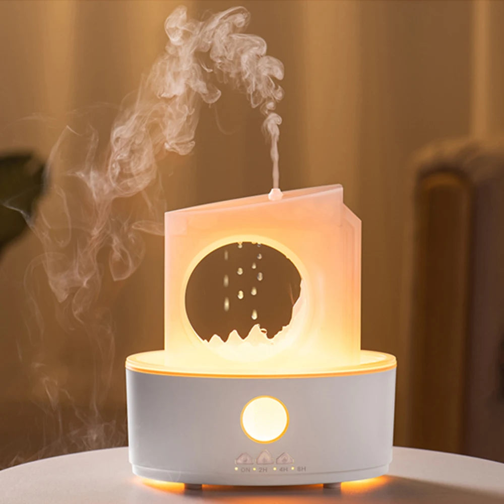 Zen Rain Clouds Aroma Diffuser Ultrasonic Air Humidifier Essential Oil Machine for Home Desktop Decor with 3 Colorful Lamps